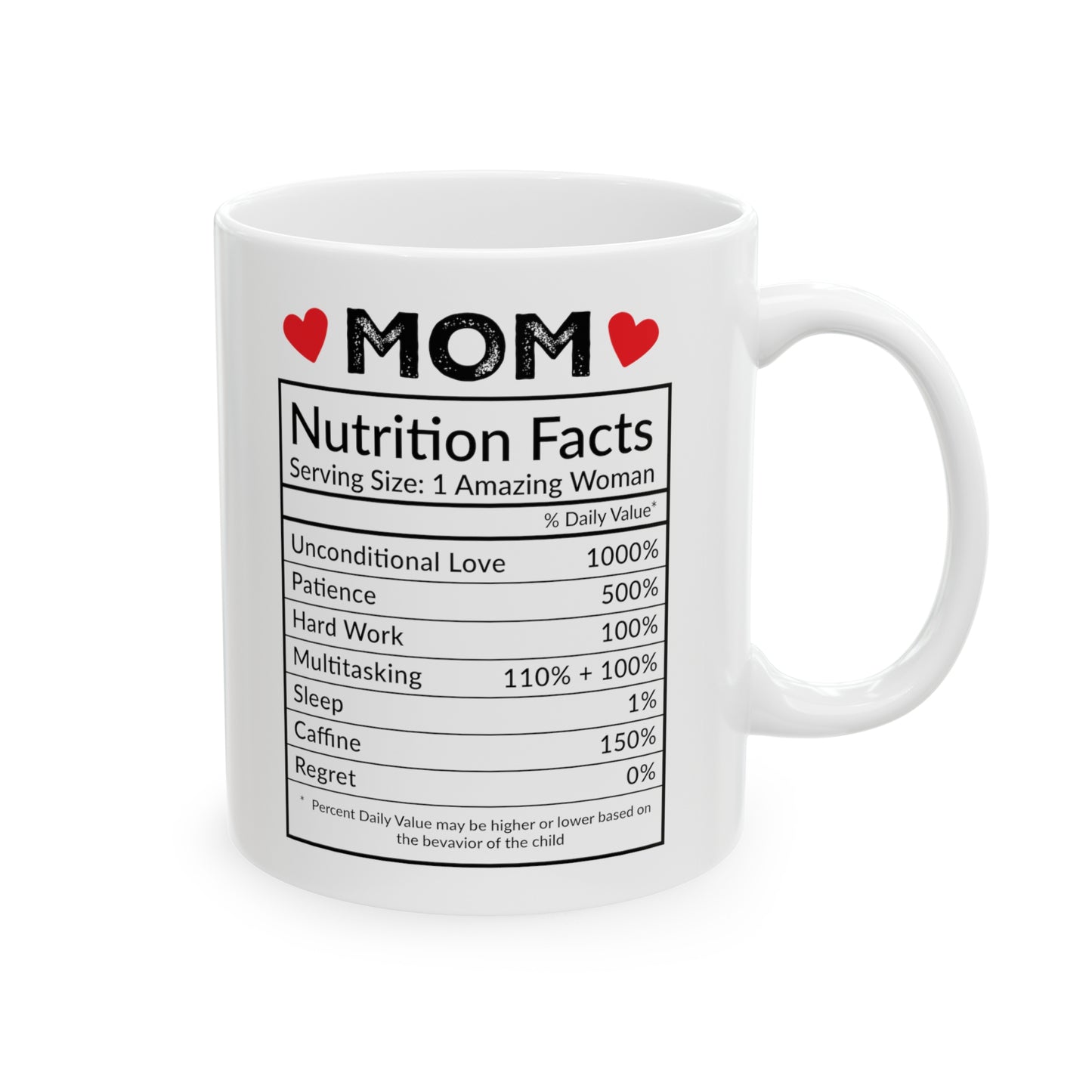 Mom Nutrition Facts | Ceramic Mug, 11oz